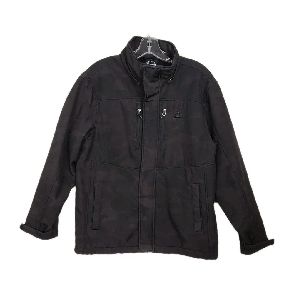 Reebock Full-Zip Jacket Boys Size 14/16 Black Camo Pattern Zipped‎ Pockets